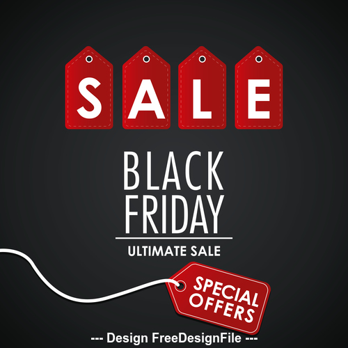 Black background red sale tag vector