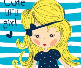 Blonde cute little girl vector