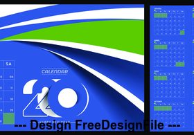 Blue 2020 calendar vector