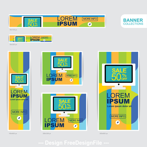 Blue and yellow banner advertising templates design vector