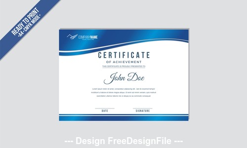 Blue edge a4 mode certificate vector