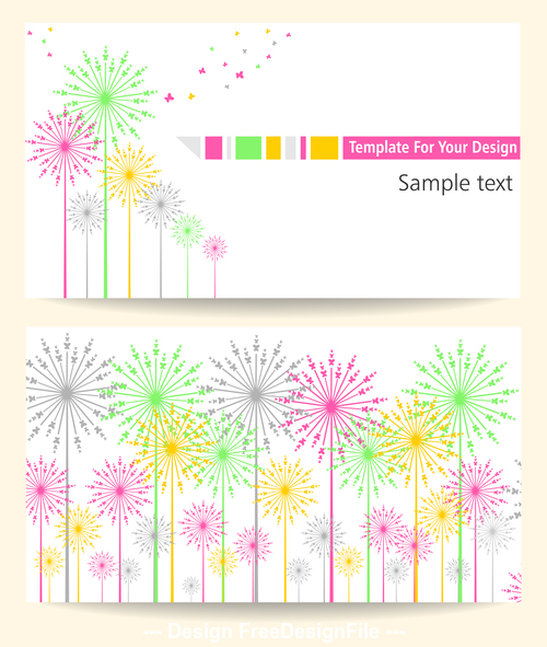 Bright color card and flower vector