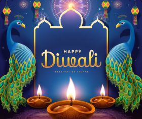 Bright diwali festival decoration vector illustration
