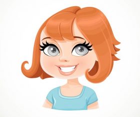 Brown hair short bangs girl cartoon vector