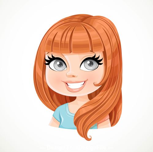 Brown straight hair short bangs girl cartoon vector free download