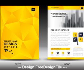 Business brochure flyer yellow cover design vector