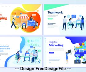 Business marketing page isometric vector concept illustration