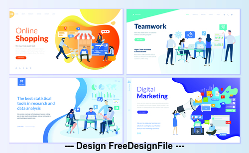 Business marketing page isometric vector concept illustration