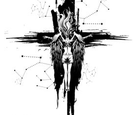 Caricature angel vector