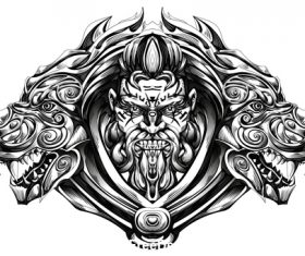 Caricature brave warrior vector