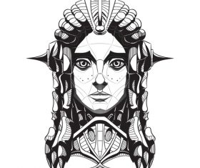 Caricature cyborg woman vector