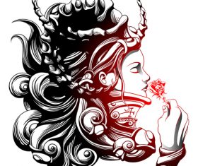 Caricature goddess silhouette vector
