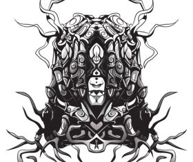 Caricature red shaman vector