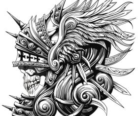 Caricature undead warrior vector