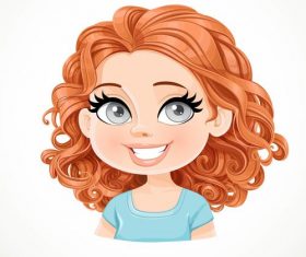 Cartoon brown short curly girl vector
