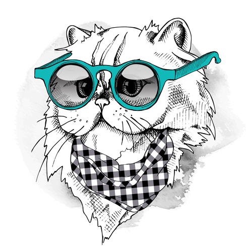 Cartoon cat portrait vector