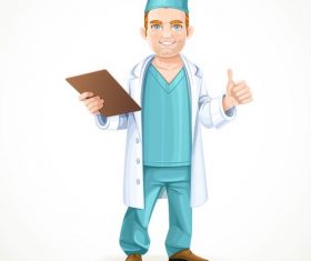 Cartoon doctor wearing surgical gown vector