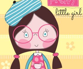 Cartoon girl with glasses vector