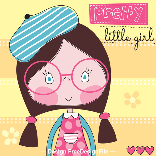 Cartoon girl with glasses vector free download