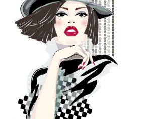 Cartoon girls portrait illustration vector