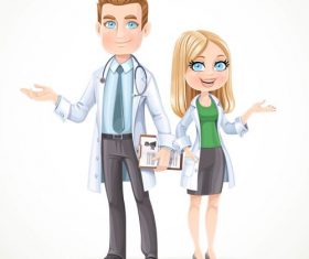 Cartoon men doctor and women doctor vector