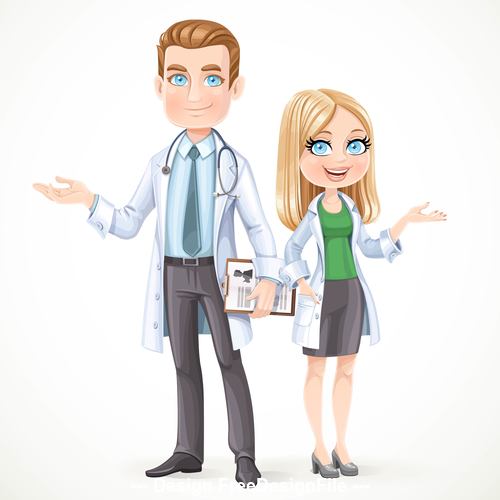 Cartoon men doctor and women doctor vector free download