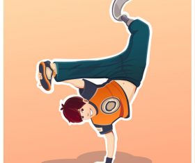 Cartoon people street dance Illustration vector