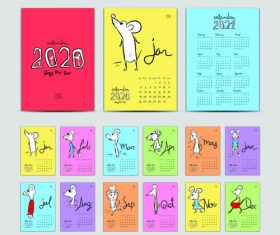 Cartoon rat 2020 new year calendar vector
