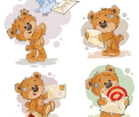 Cartoon teddy bearand letter vector