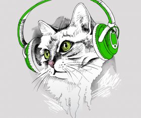 Cat Headphones vector