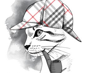 Cat deerstalker vector