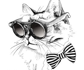 Cat glasses hippy vector