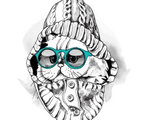 Cat himalayan hood glasses vector