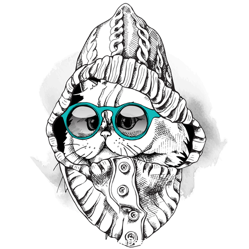 Cat himalayan hood glasses vector