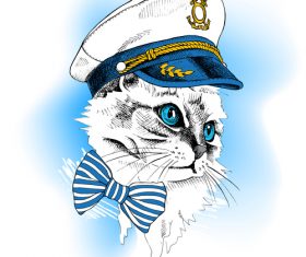 Cat sailor vector