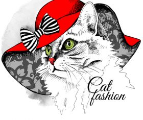 Cat womens hat red vector
