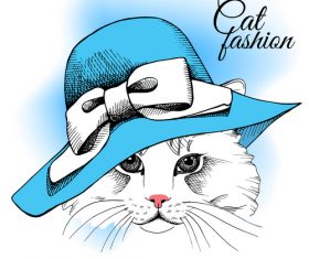 Cat womens hat summer vector