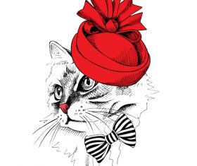 Cat womens hat vector