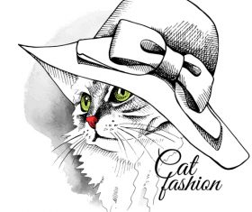 Cat womens hat with bow vector