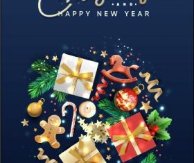 Christmas element card vector