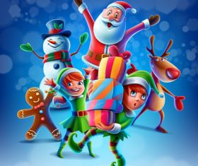 Christmas funny Santa with gifts vector