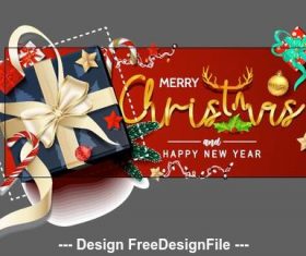 Christmas gift box banner vector
