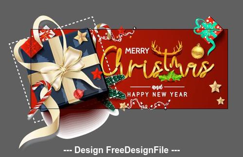 Christmas gift box banner vector