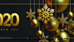 Christmas hanging realistic gold ball and decorative snowflakes vector