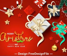 Christmas lantern gift box card vector