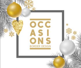 Christmas pendant pine branch decoration card vector