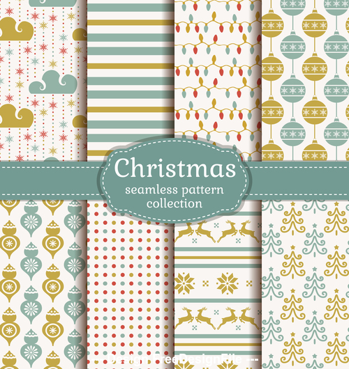 Christmas seamless patterns set vector 01