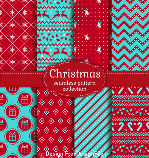 Christmas seamless patterns set vector 02