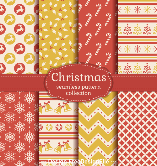 Christmas seamless patterns set vector 04