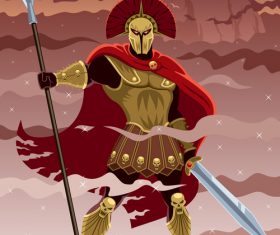 Comic gold warrior vector